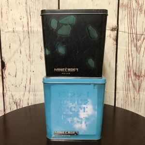 MINECRAFT Movie Themed Decorative Tins Pop Corn Bucket From AMC - Black and Blue